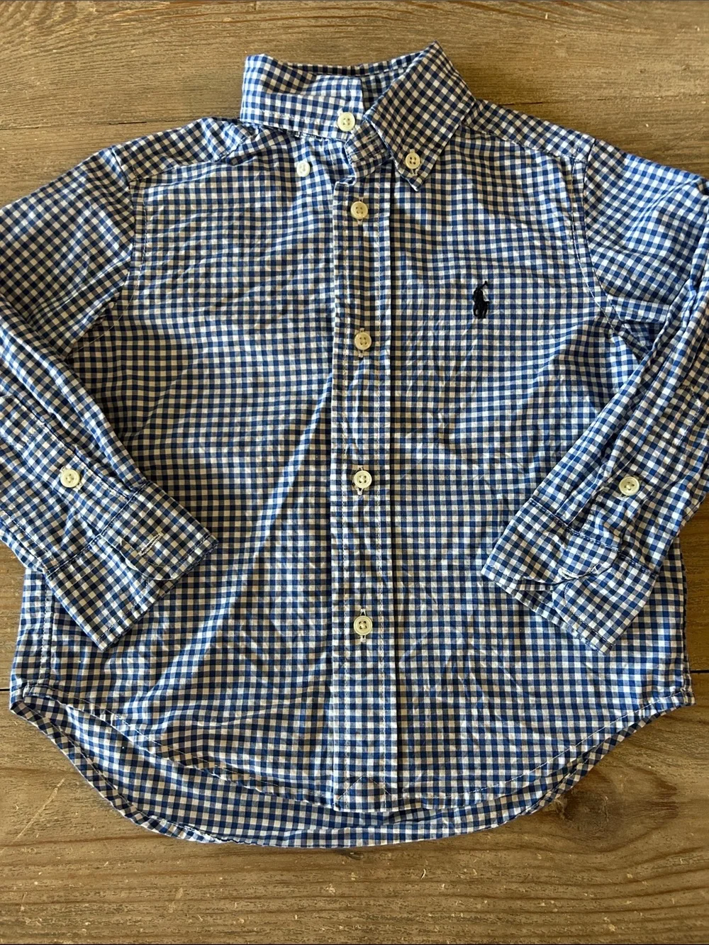 Ralph Lauren Boys' Blue & White Gingham Button-Down Shirts